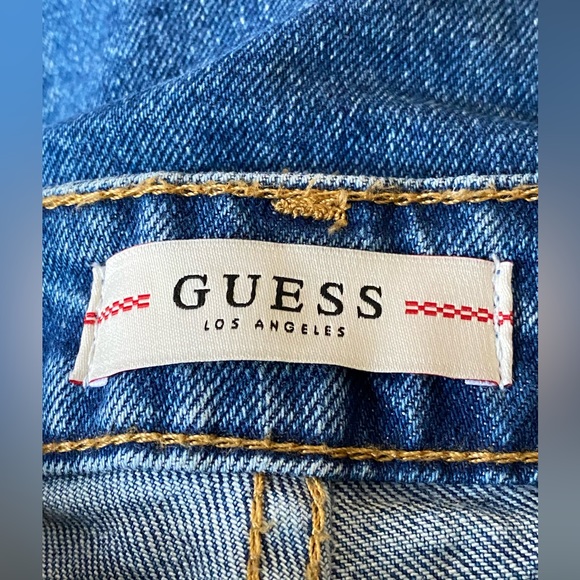 Guess Mom Jeans Medium Blue Wash High Rise Stretch Size 25 - Picture 9 of 12